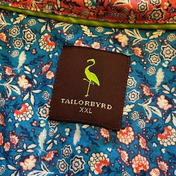 Tailorbyrd Blue Floral Short Sleeve Men's Button Down Shirt Size XXL - Picture 3 of 7